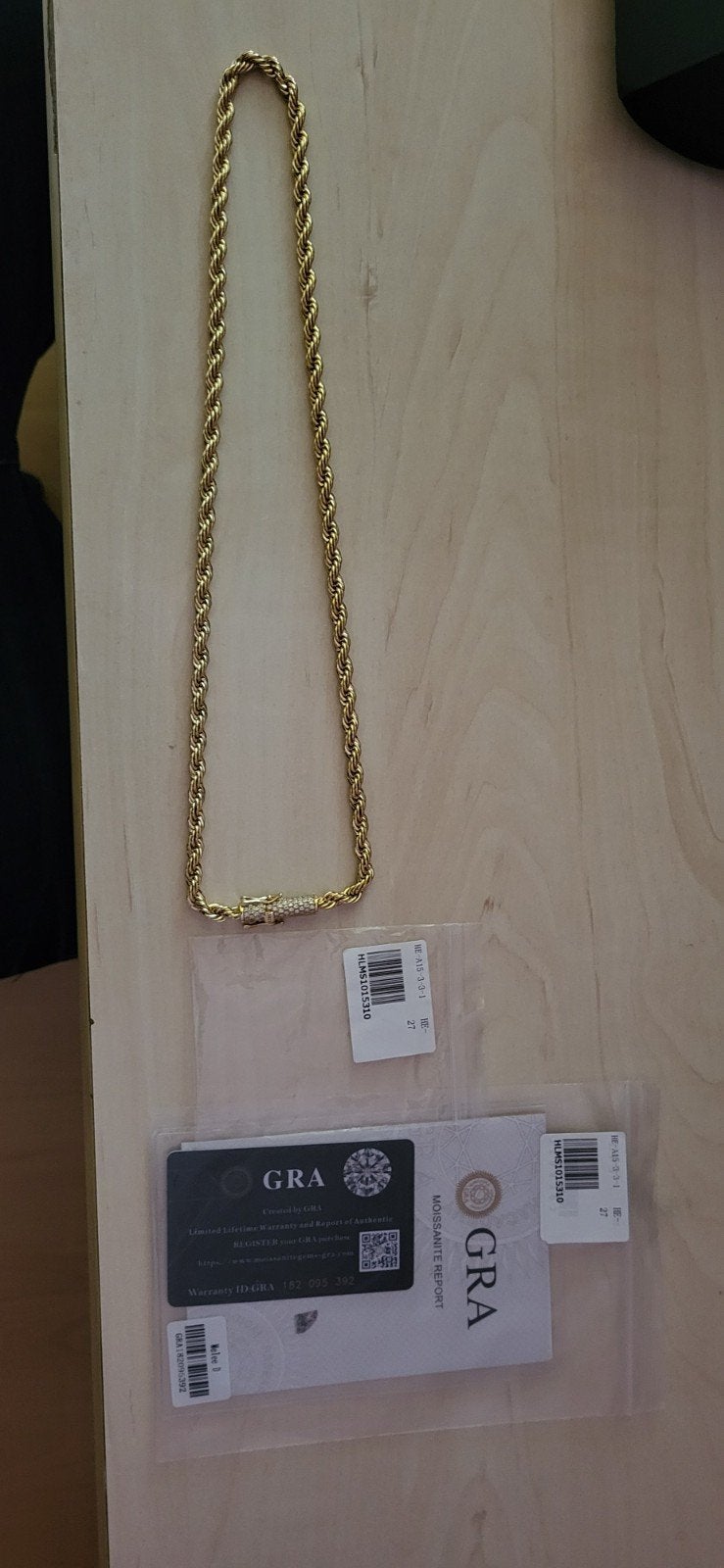 6mm 925S & VVS Moissanite Clasp Steel Rope Chain 60cm, Ophalen of Verzenden, Nieuw, Goud, Overige materialen