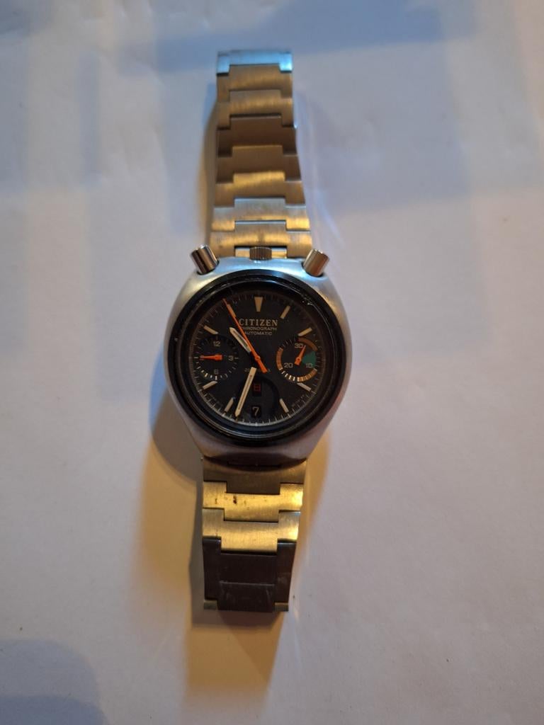 Vintage Citizen Bullhead Chronograaf Automaat, Sieraden, Tassen en Uiterlijk, Horloges | Heren, Staal, Gebruikt, Staal, Ophalen of Verzenden