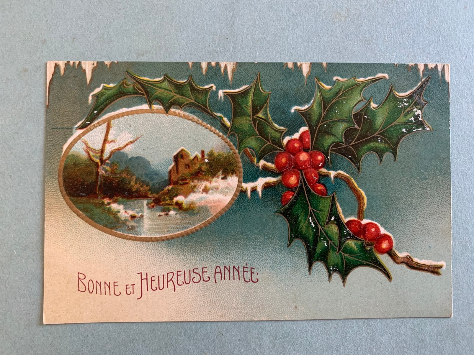 Bonne et Heureuse Année - reliëf, Ophalen of Verzenden, Voor 1920, Gelopen, Feest(dag)