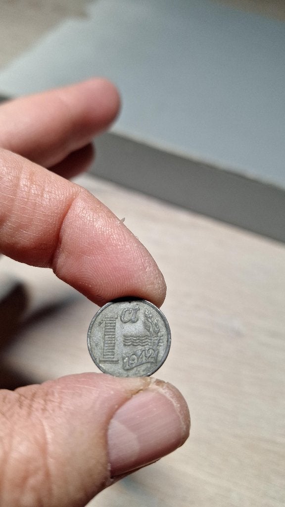 1 cent Nederland Zink 1942, Ophalen of Verzenden, Koningin Wilhelmina, 1 cent, Losse munt