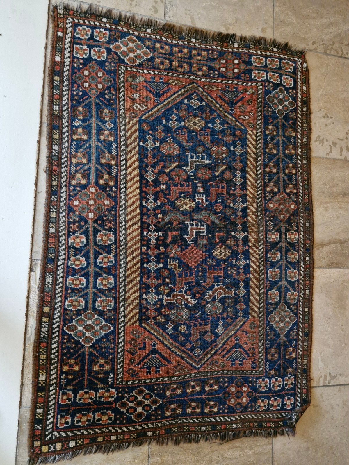 Vintage Perzisch tapijt - 90x135 cm, Ophalen, Vintage, Perzisch, Oosters, Gebruikt, 100 tot 150 cm