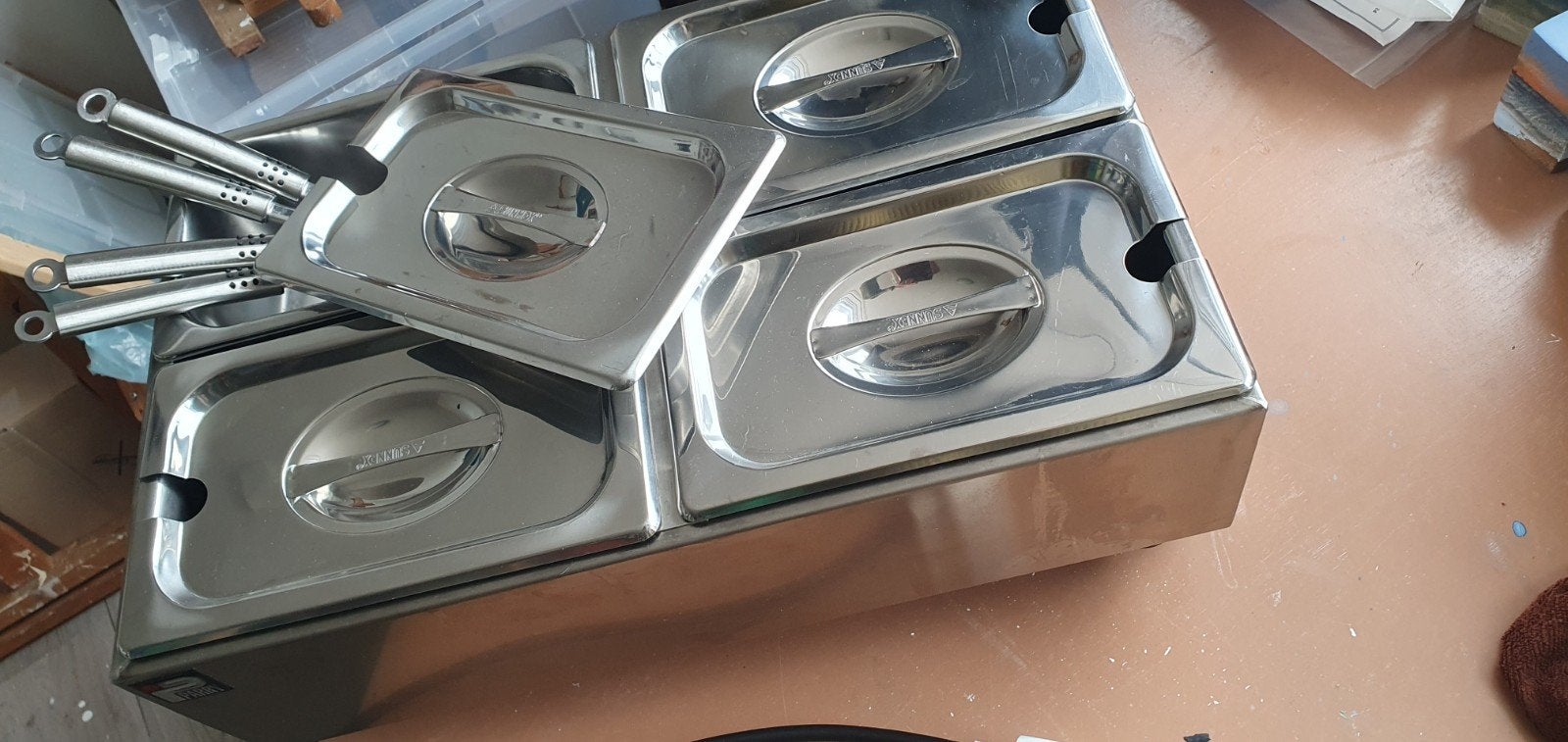 Bain-Marie met thermostaat 4 bakken 3,75 ltr voor horeca, Ophalen, Zo goed als nieuw
