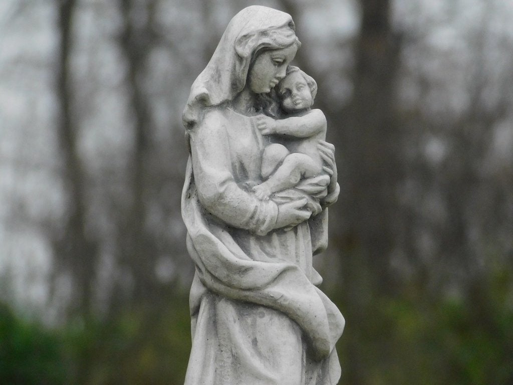 Beeld Maria met Kind - Volledig Steen - Wit met Grijs, Tuin en Terras, Ophalen, Steen, ., Nieuw