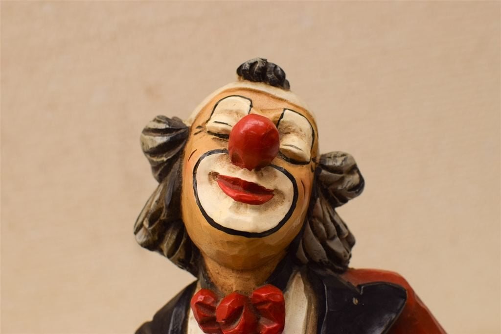 houten Beeld van een clown 48382, Verzamelen, Ophalen of Verzenden, Gebruikt, Mens