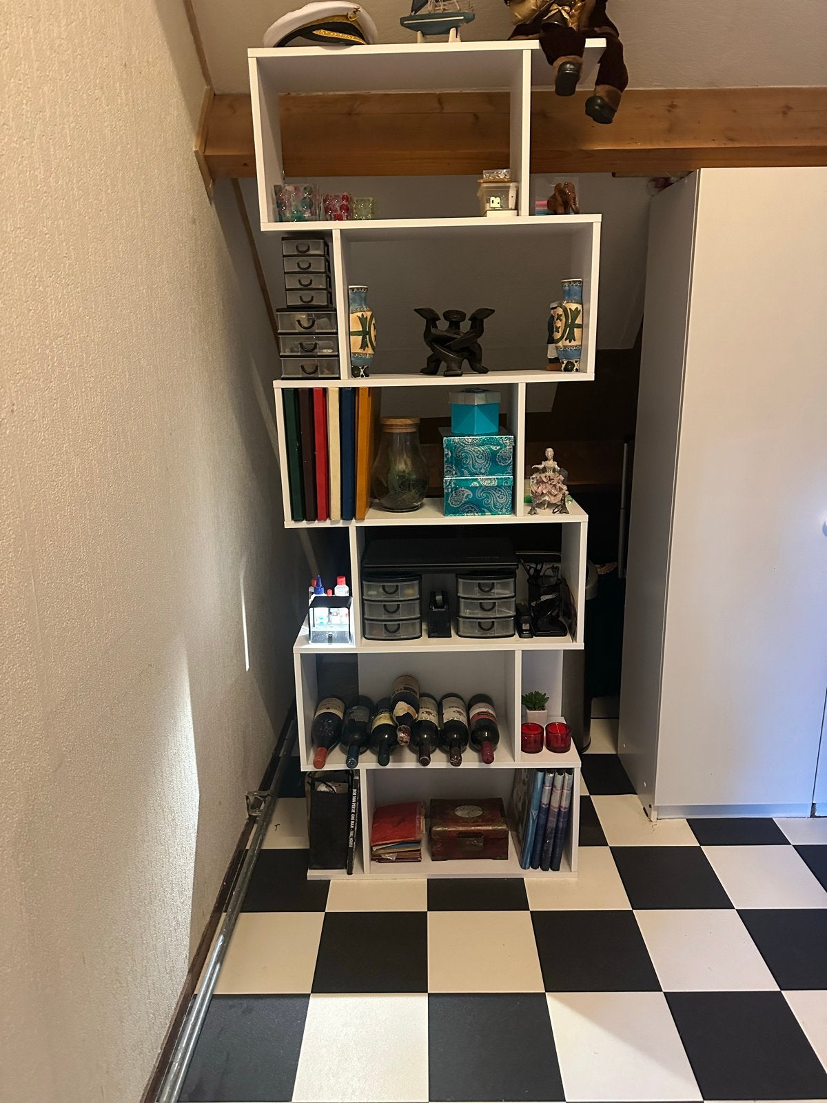 Uniek wit zigzag rek - perfect voor boeken en decoratie, Ophalen, 200 cm of meer, 50 tot 100 cm, Zo goed als nieuw