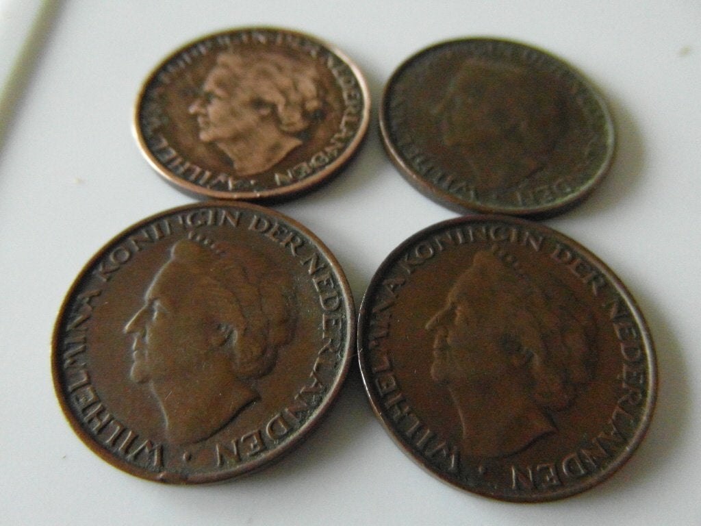 stuiver 5 cent Wilhelmina 1948    4 stuks, Ophalen of Verzenden, Koningin Wilhelmina, 5 cent, Losse munt