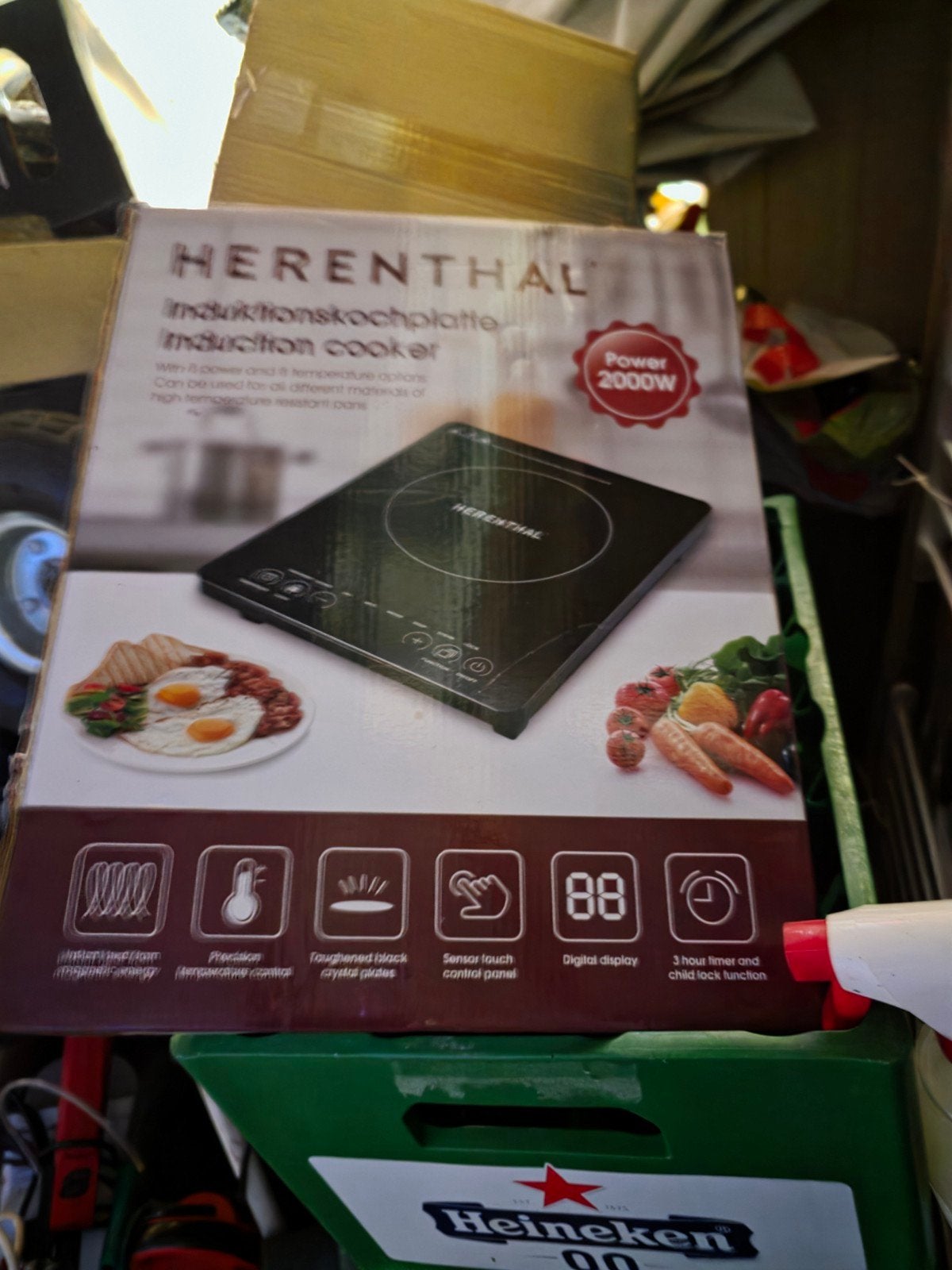 Herenthal Inductiekookplaat 2000W - Nieuw in doos, Onbekend, Nieuw, 3 kookzones of minder, Ophalen of Verzenden