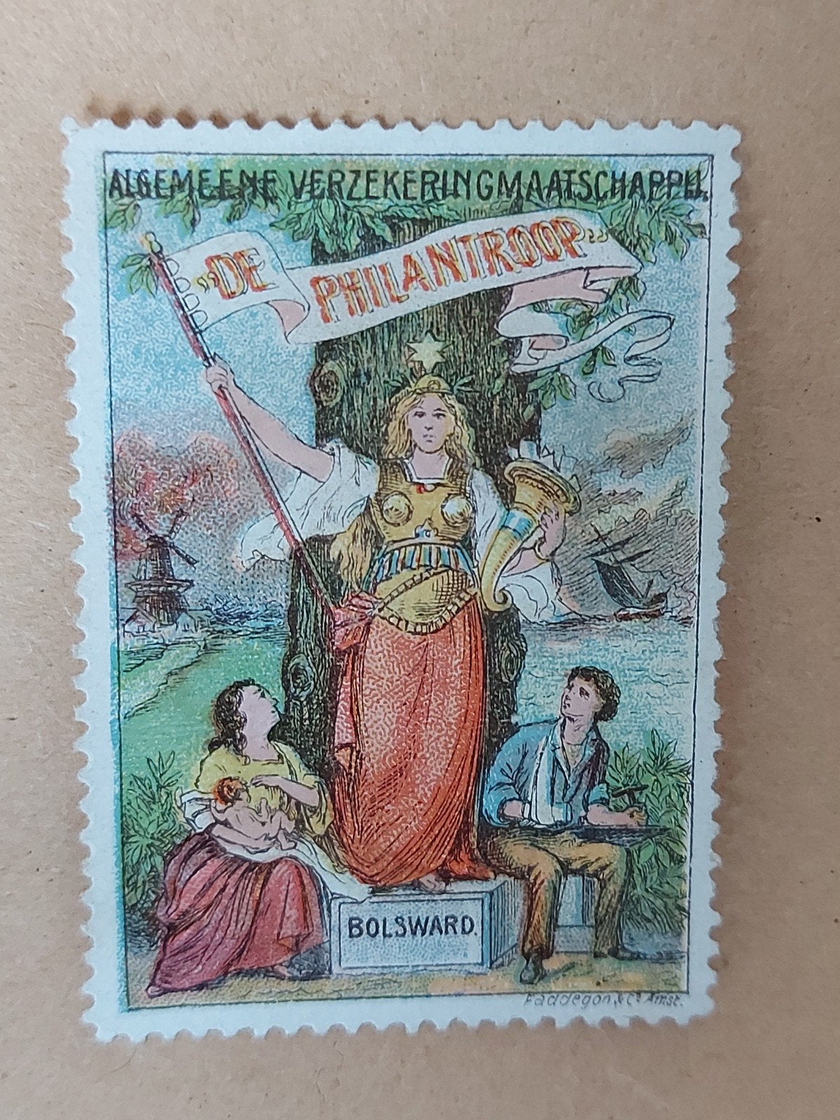 Sluitzegel Alg. Verzekering Mij. DE PHILANTROOP Bolsward, Ophalen of Verzenden