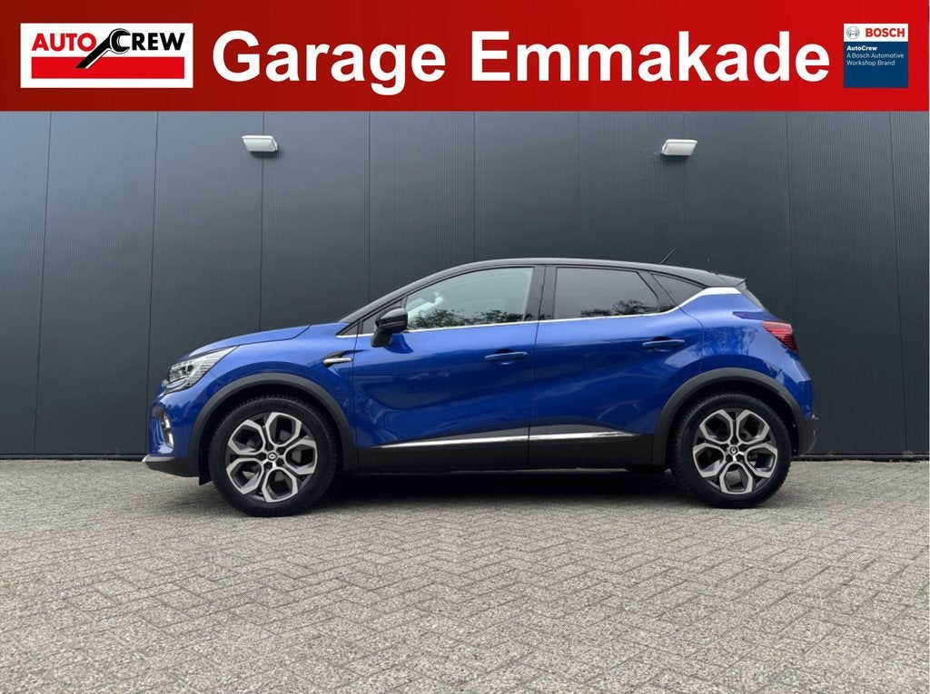 Renault Captur 1.6 E-Tech Hybrid 145 Intens | Achteruitrijca, Auto's, Renault, 12 maanden, Gebruikt, Blauw, Leder en Stof