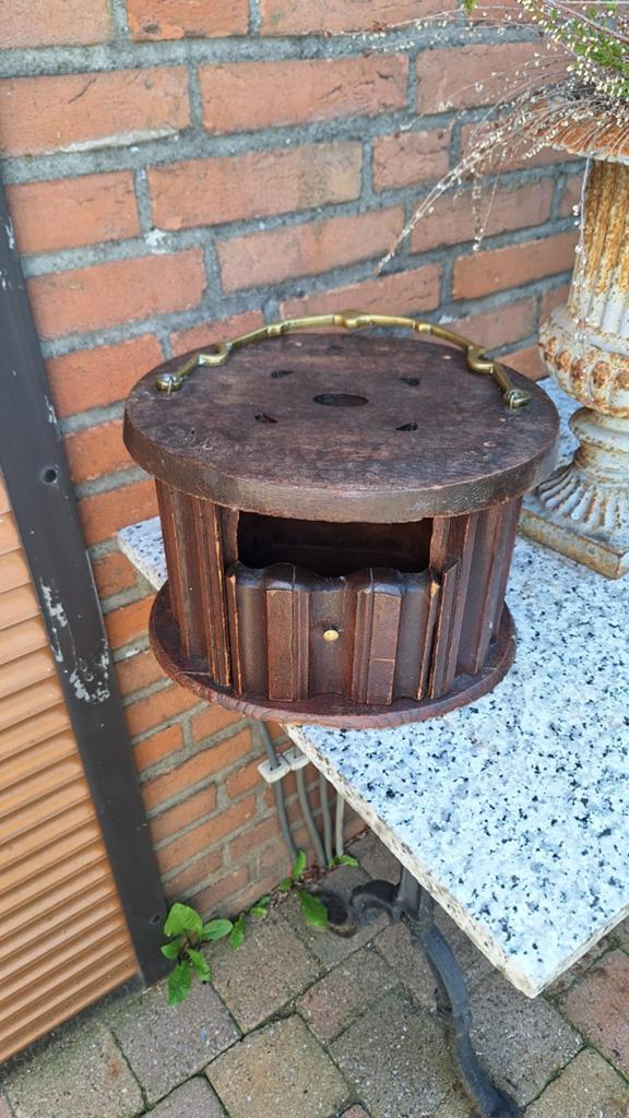 Antieke houten voetstoof, zie foto's, Ophalen of Verzenden
