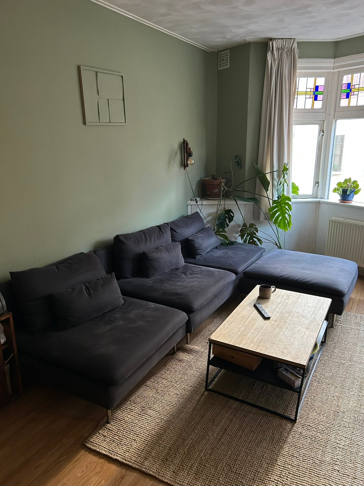 Ikea Söderhamn bank, grijs, Ophalen, 250 tot 300 cm, Gebruikt, Hoekbank