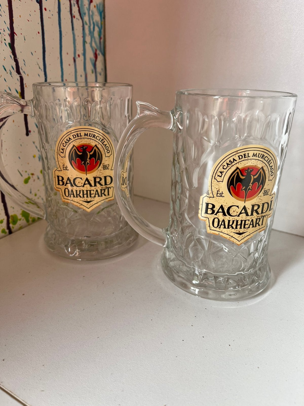 Bacardi rum glazen set van 2 pullen, Verzamelen, Ophalen of Verzenden, Nieuw, Borrel- of Shotglas
