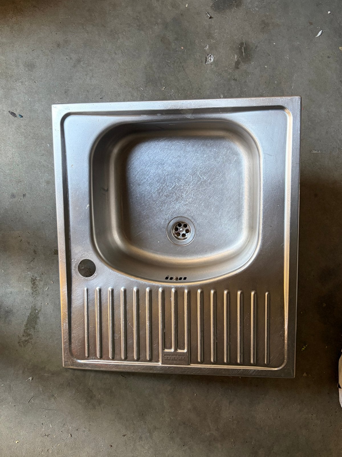 RVS Wastafel/Spoelbak met Afvoer 58x52, Ophalen of Verzenden, Gebruikt, Rvs, Wastafel