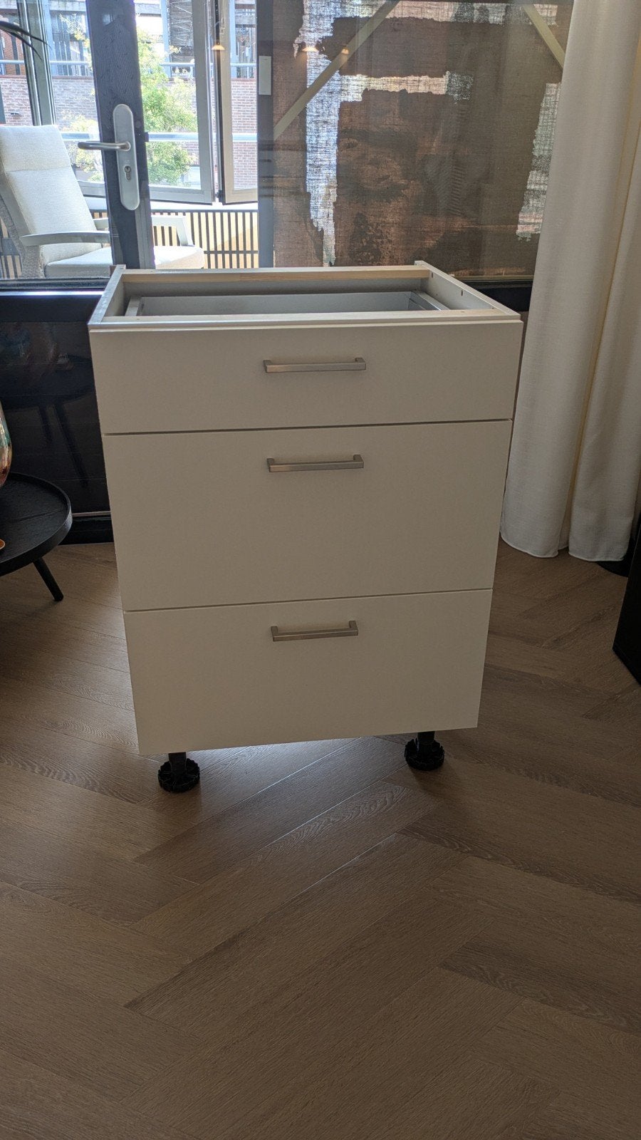 Onderkast, wit met 3 laden, nieuw, Huis en Inrichting, Keuken | Keukenelementen, Ophalen, Wit, Nieuw, 50 tot 100 cm