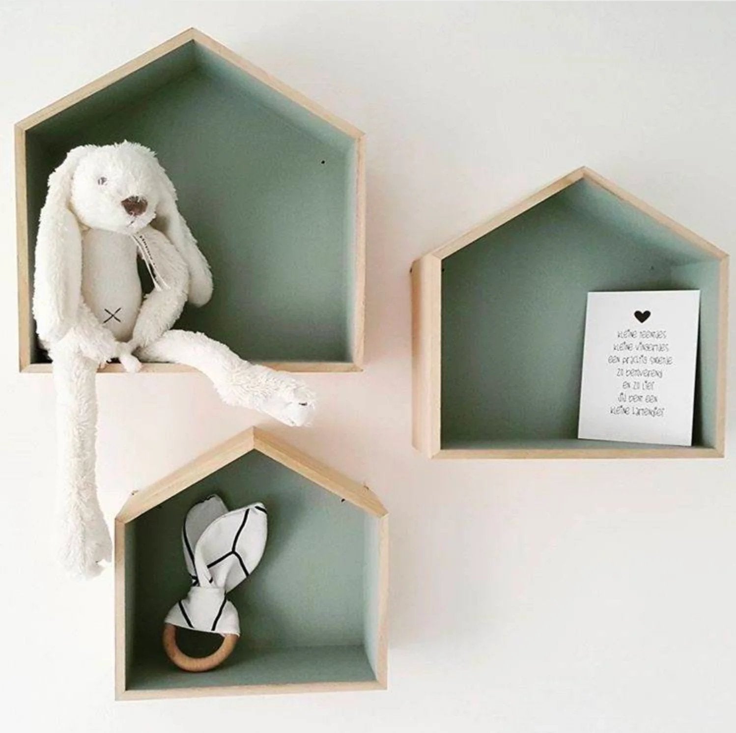 Muurdecoratie Houten Huisjes - Mevrouw Aardbei Muurhuisjes, Hout, Decoratieobject, Ophalen of Verzenden, Zo goed als nieuw
