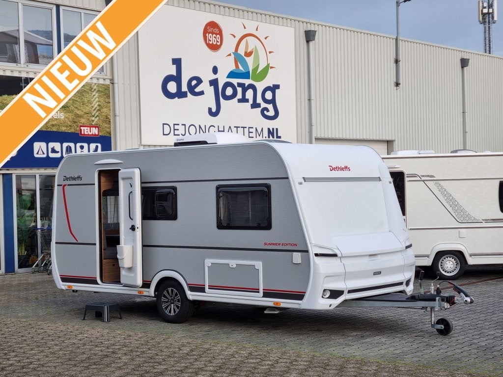 Dethleffs Summer Edition 460 EL Enkele bedden - Dakairco, Caravans en Kamperen, Caravans, Standaardzit, Bedrijf, 5 tot 6 meter