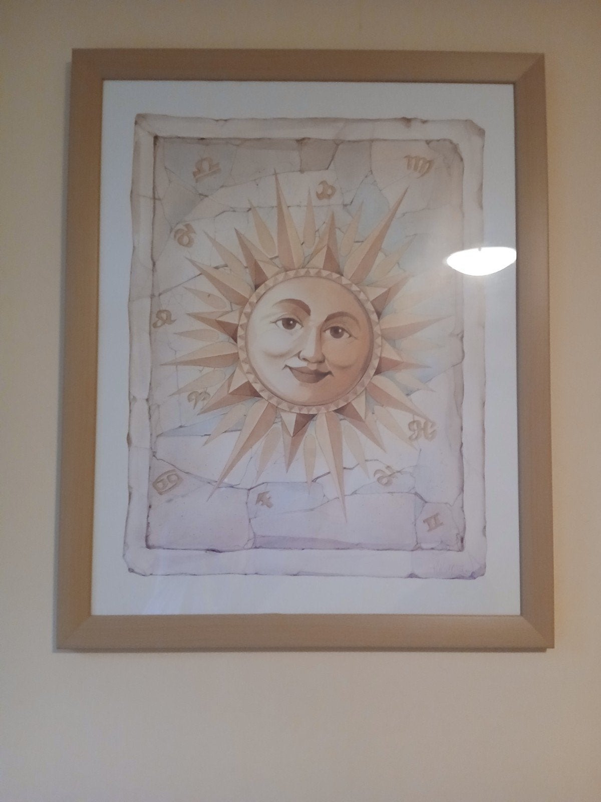 2 houten lijsten zon en maan., Ophalen, 50 tot 75 cm, Schilderij