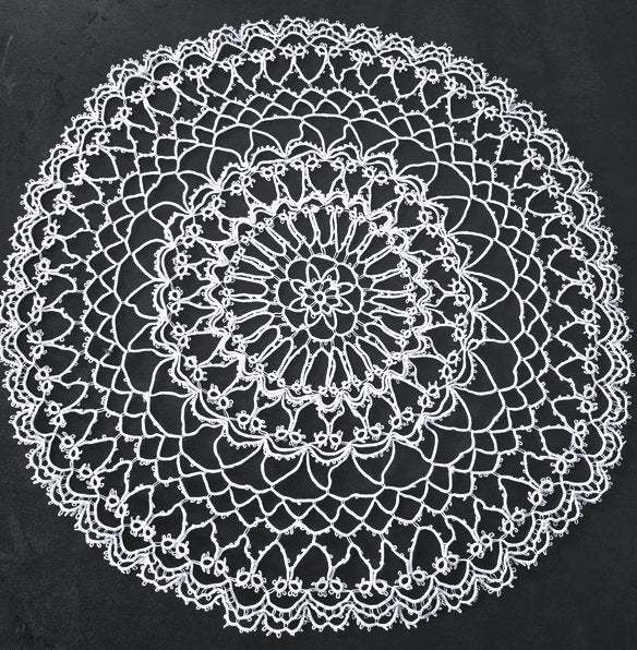 Grote handgemaakte witte doily (50 cm), Vintage, Ophalen of Verzenden, Zo goed als nieuw, Wit