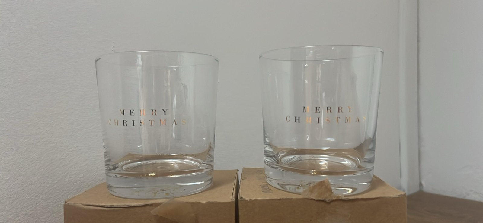 Riviera Maison Merry Christmas Votive Gold Glazen Set, Ophalen of Verzenden, Zo goed als nieuw, Riviera Maison, Glas