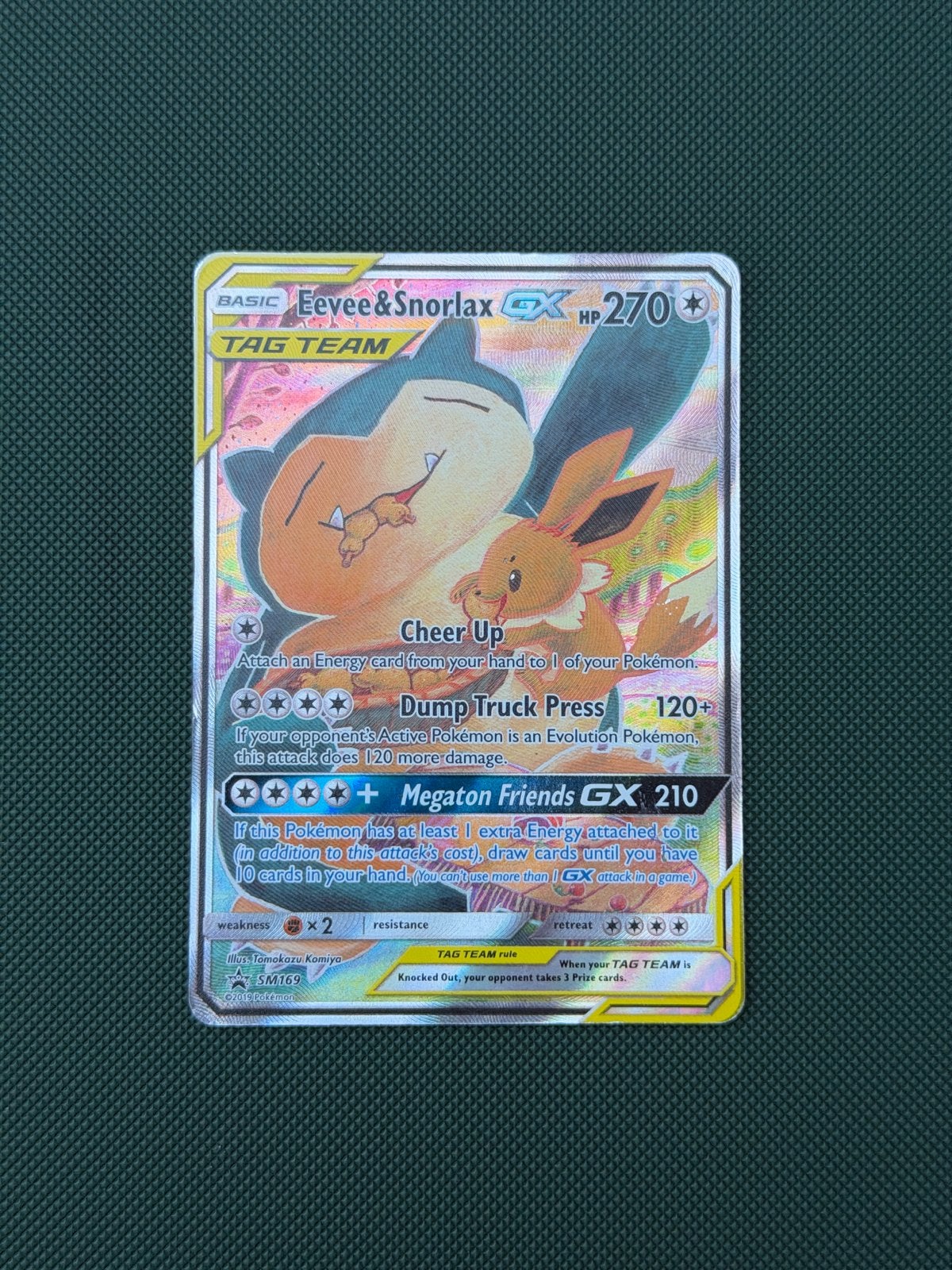 Pokémon Eevee & Snorlax GX SM169 Tag Team Kaart, Ophalen of Verzenden, Zo goed als nieuw, Losse kaart