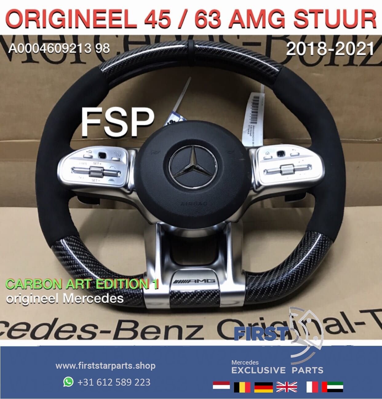 2020 AMG CARBON STUUR + AIRBAG A45 CLA45 C63 E63 GLC63 GLE63, Gebruikt, -, Verzenden, -