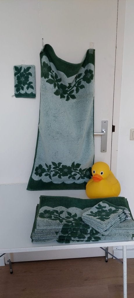 6 + 6 Vintage DDR handdoeken set groen bloemen Jaren 60/70, Huis en Inrichting, Eu, Eu, Overige merken, Handdoek