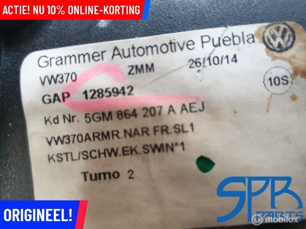 GOLF 7 USA Armsteun LEDER 5GM864207A ARMLEUNING AMERIKAANS, Gebruikt, Volkswagen, Ophalen of Verzenden, Volkswagen