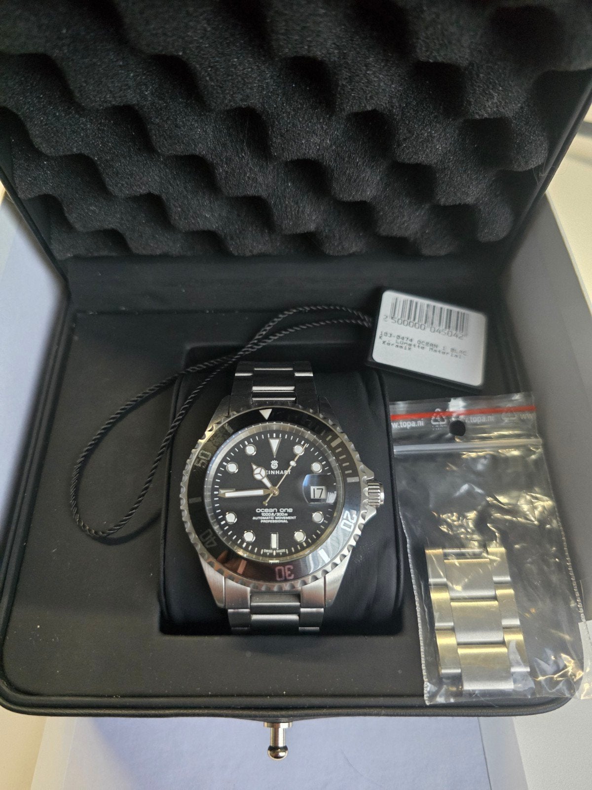 Steinhart Ocean One Black 42 Ceramic, Ophalen of Verzenden, Zo goed als nieuw, Staal, Overige merken
