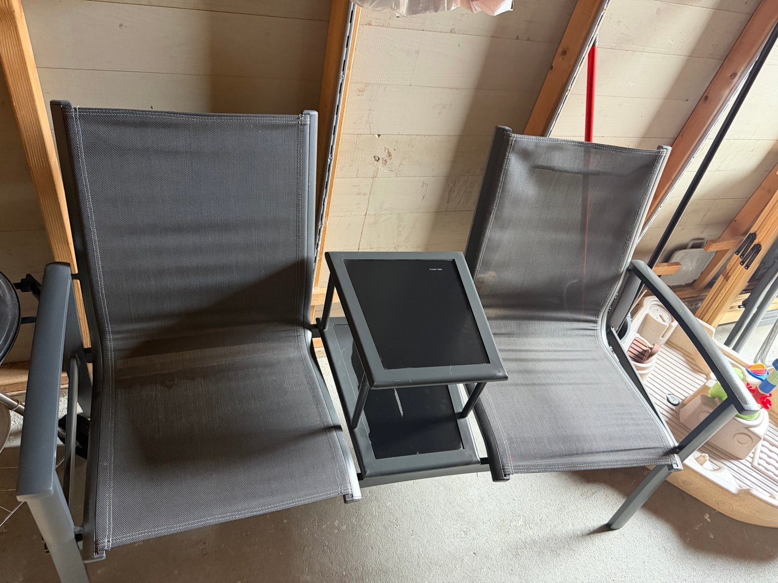 Tete a tete aluminium tuinbank met tafeltje, Tuin en Terras, 2 zitplaatsen, Gebruikt, Aluminium, Ophalen of Verzenden