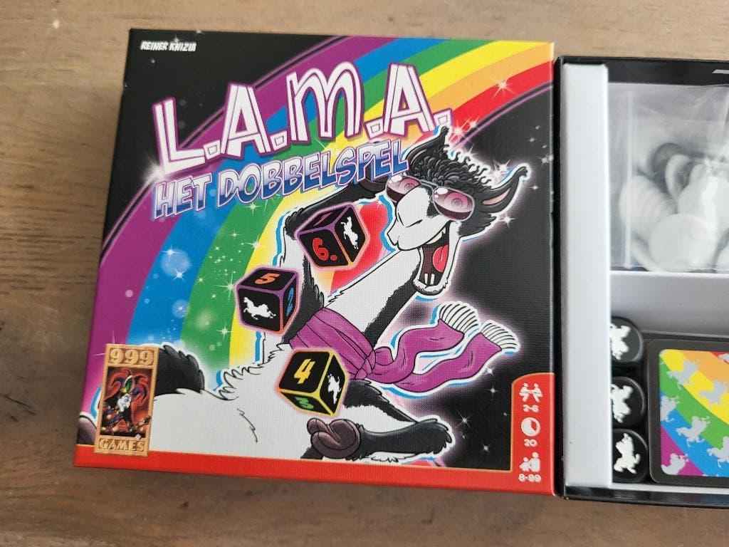 spel LAMA L.A.M.A dobbelspel zgan!, Vijf spelers of meer, Ophalen of Verzenden, Zo goed als nieuw