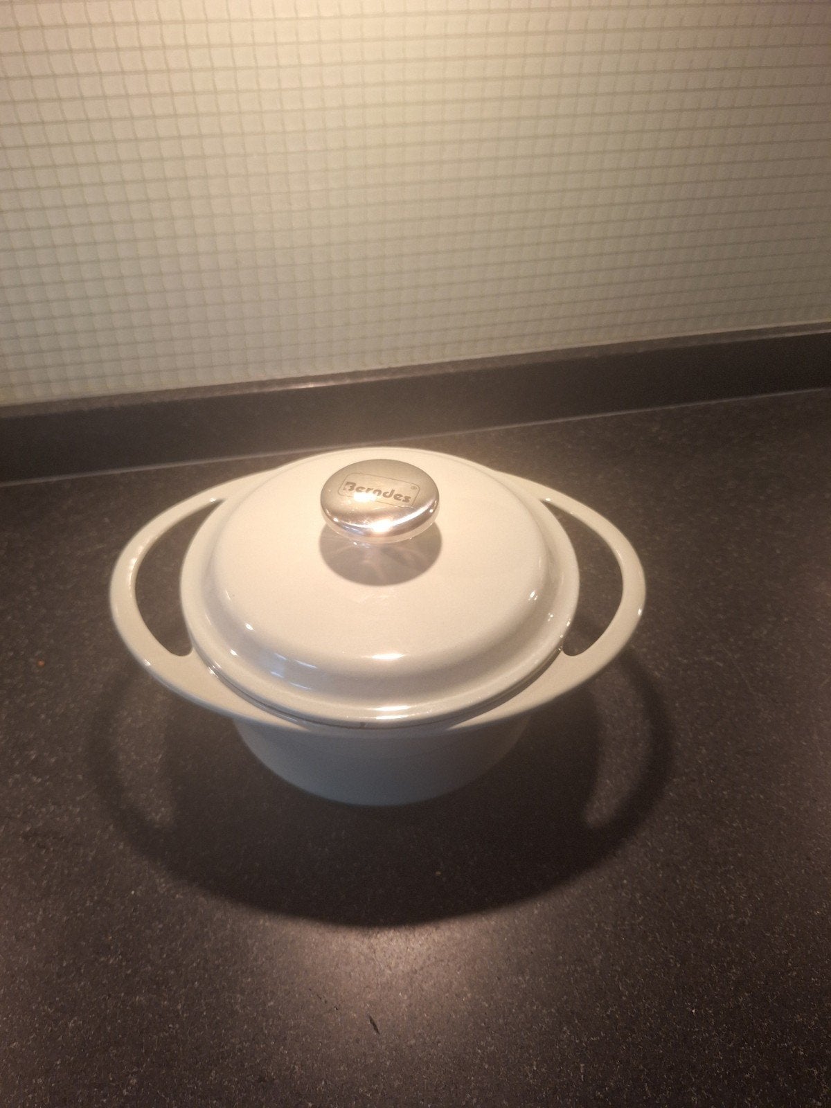 Berndes Gietijzeren Braadpan -lichtgroen, Ophalen of Verzenden, Zo goed als nieuw, Gietijzer, Kookpan of Snelkookpan
