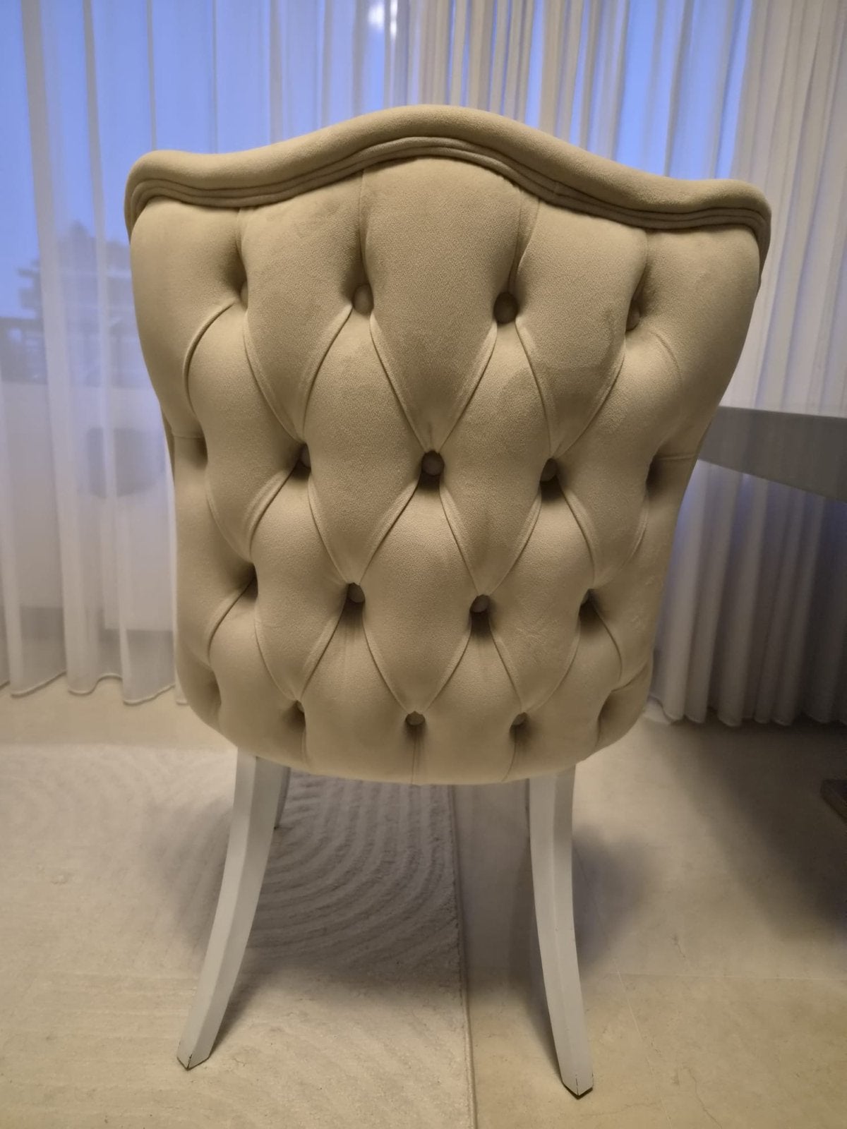 Set van 4 beige gestoffeerde eetkamerstoelen, Ophalen, Gebruikt, Overige kleuren, Vier