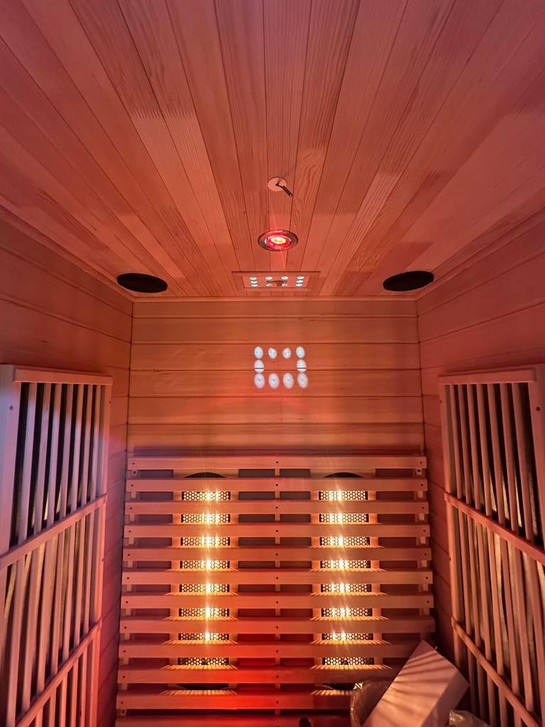 COMBI SAUNA INFRAROOD MET OPGIETKACHEL GRATIS BEZORGD! 🚚, Ophalen of Verzenden, Zo goed als nieuw, Fins of Traditioneel, Complete sauna