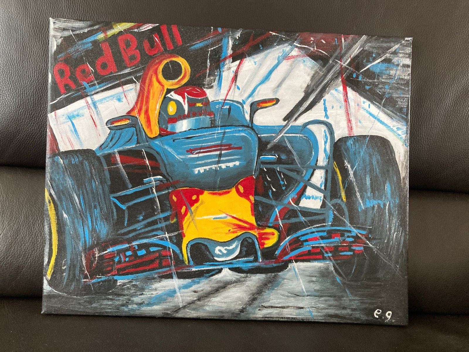Red Bull Racing F1 Schilderij - Handgeschilderd Canvas, Antiek en Kunst, Kunst | Schilderijen | Modern, Ophalen of Verzenden