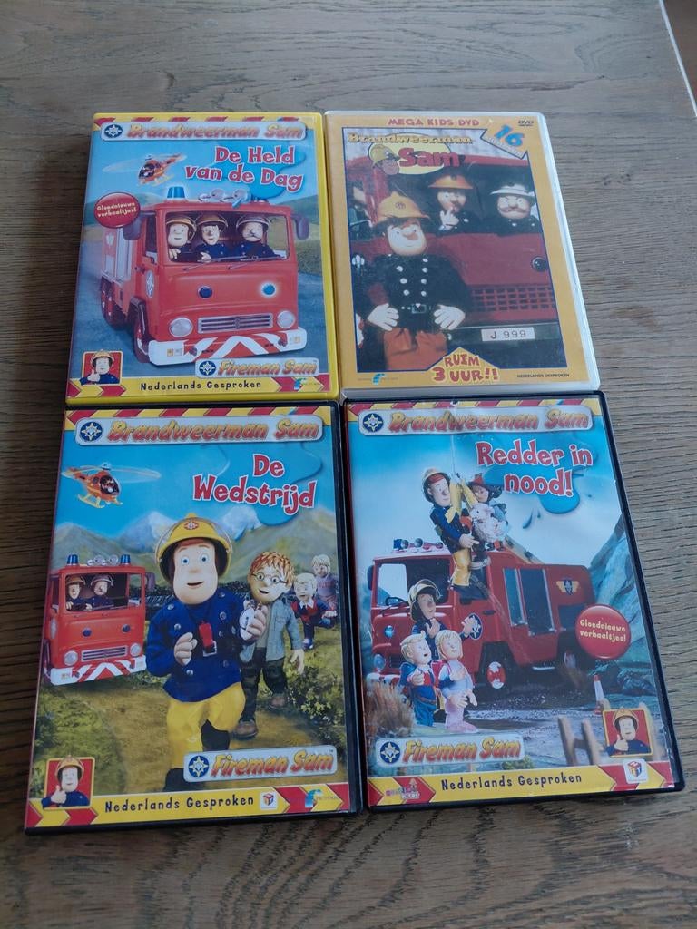 4 Brandweerman Sam dvd's., Gebruikt, Alle leeftijden, Poppen, Ophalen of Verzenden