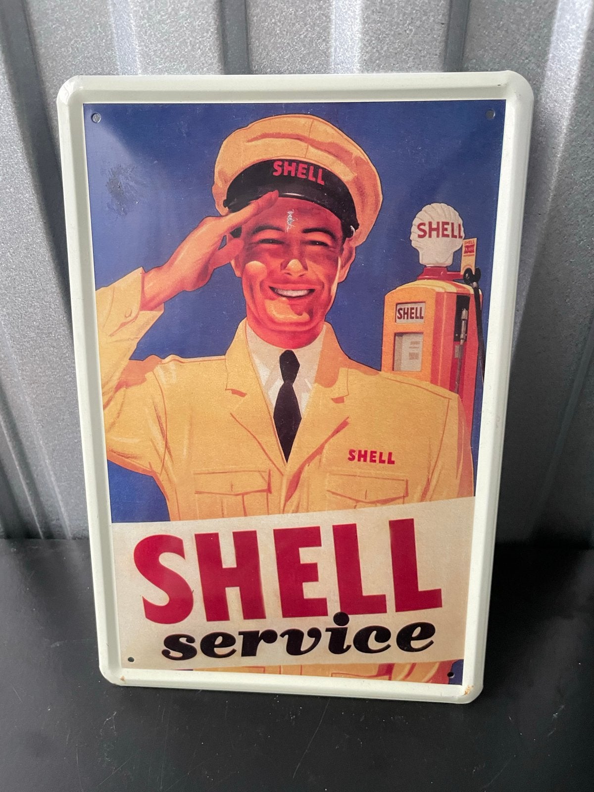 Vintage Shell Service Emaille Bord - Nostalgie Design, Antiek en Kunst, Ophalen of Verzenden