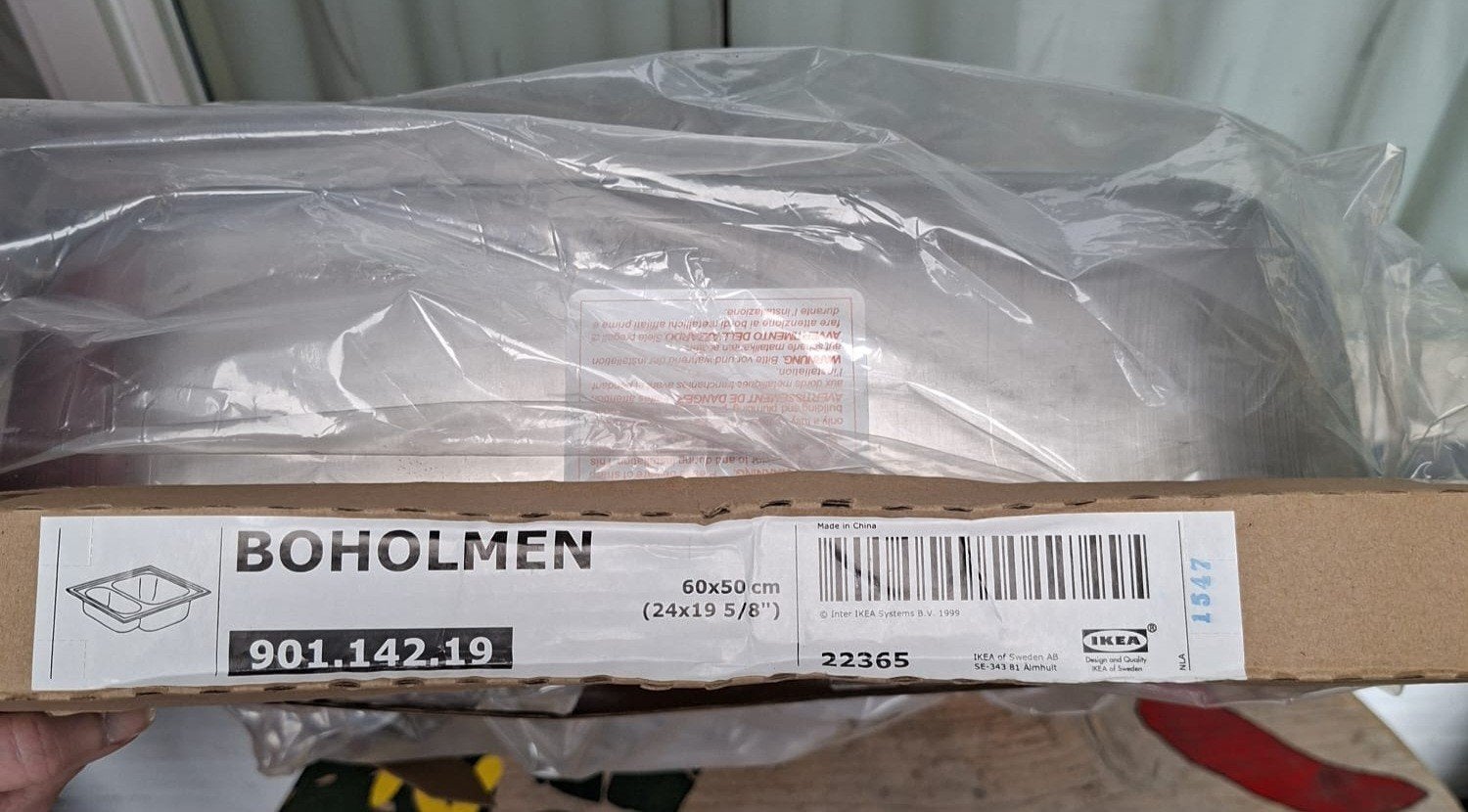 IKEA Boholmen dubbele spoelbak 60x50 cm, Ophalen, Overige typen, IKEA, Metaal