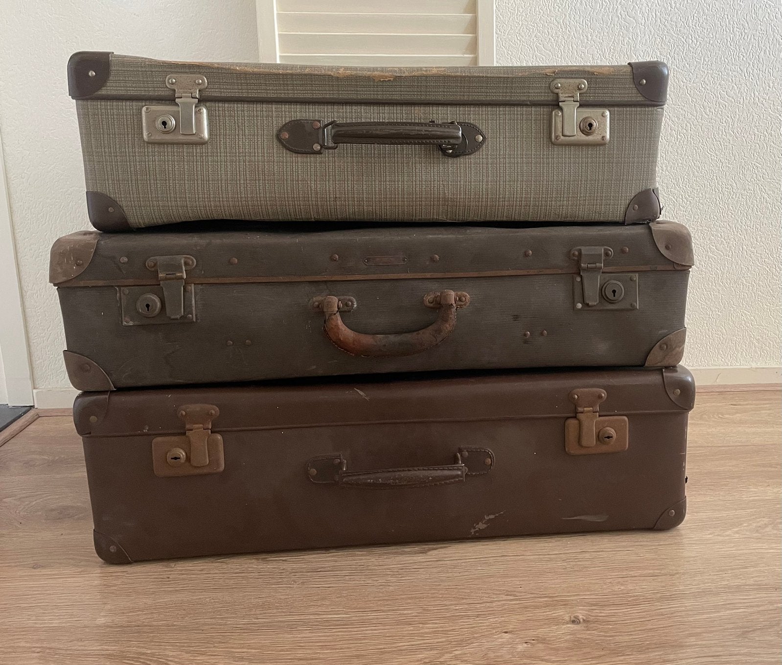 3 retro reiskoffers, Ophalen, Gebruikt, Minder dan 50 cm