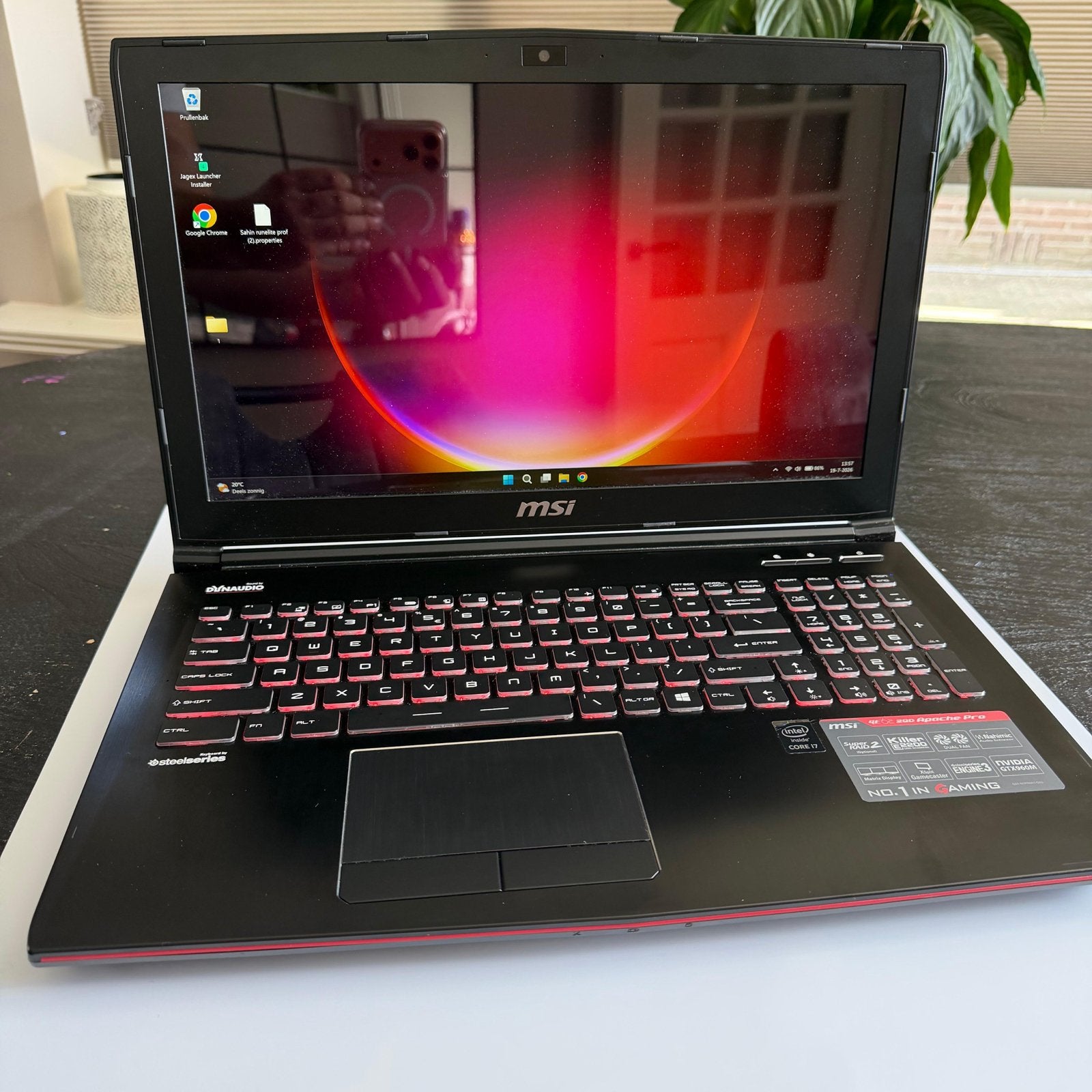 MSI GE62 2QD Gaming Laptop Intel Core i7 – 16GB – 1TB SSD, Ophalen, Met videokaart, 2 tot 3 Ghz, Zo goed als nieuw