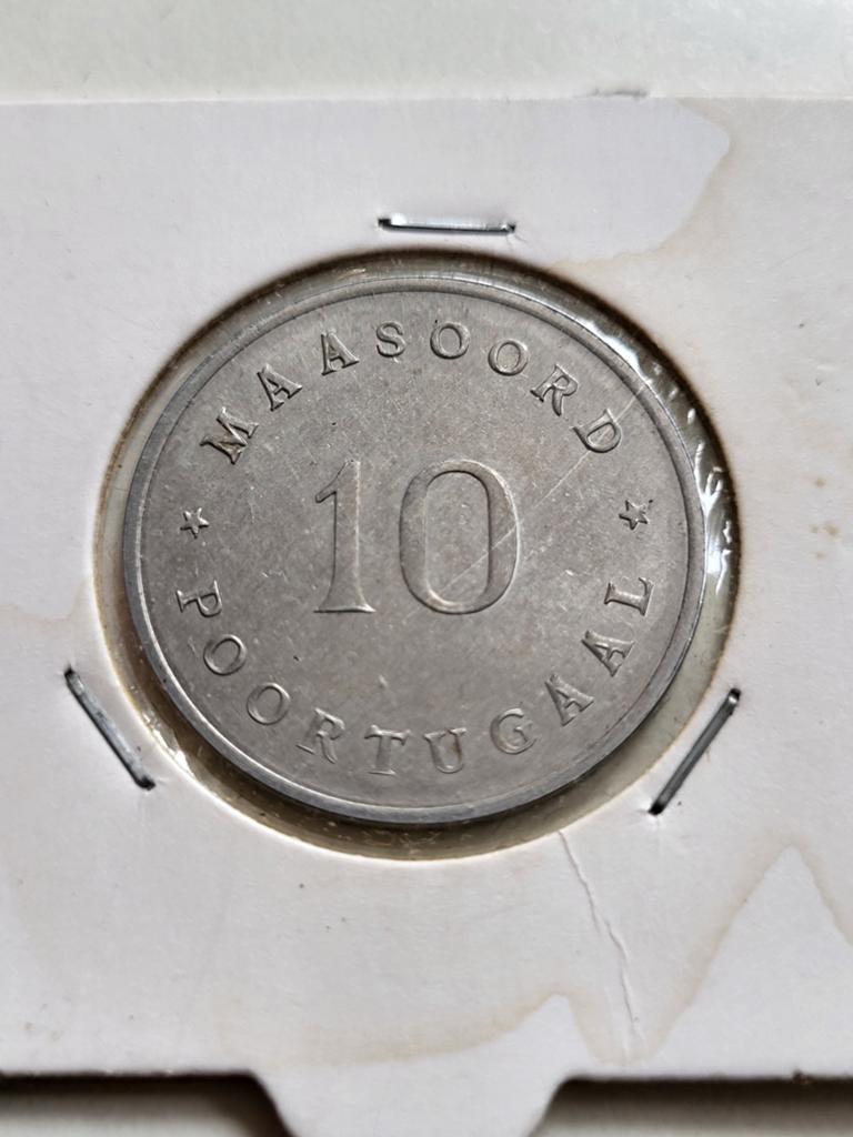 Inrichtingsgeld Maasoord Poortugaal waarde 10 aluminium, Postzegels en Munten, Penningen en Medailles, Ophalen of Verzenden, Overige materialen