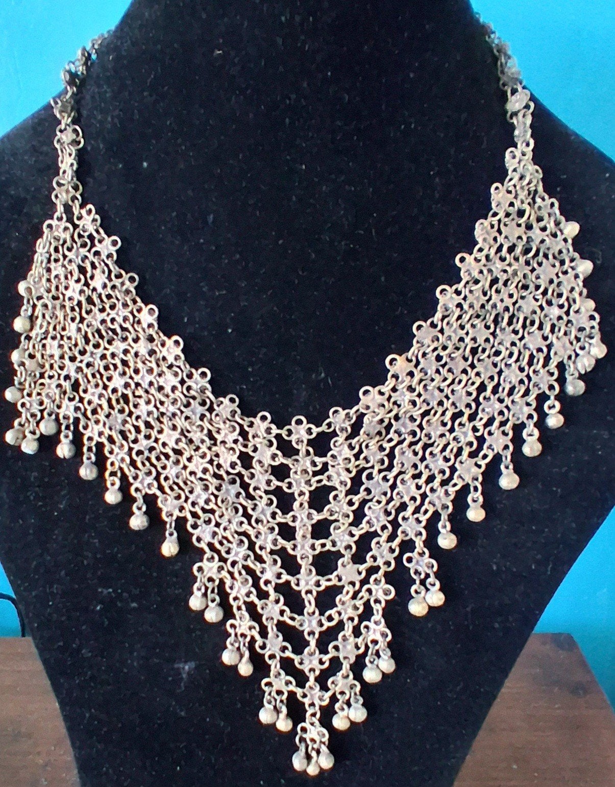 Collier. India. Metaal.  Handmade., Sieraden, Tassen en Uiterlijk, Kettingen, Zo goed als nieuw, Overige materialen, Zilver, Ophalen