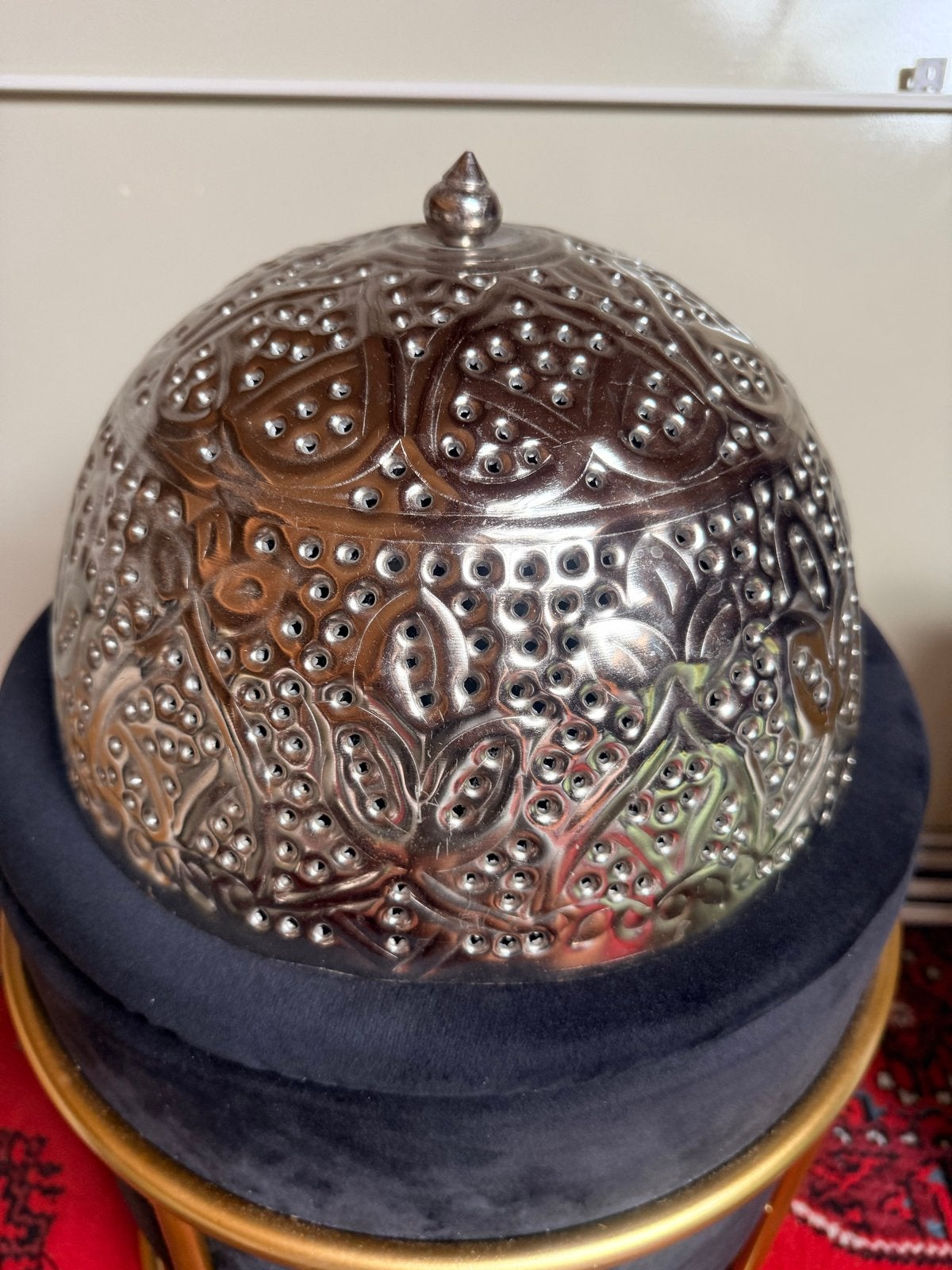 Marokkaanse Zilverkleurige Plafondlamp met Gaatjespatroon, Ophalen of Verzenden