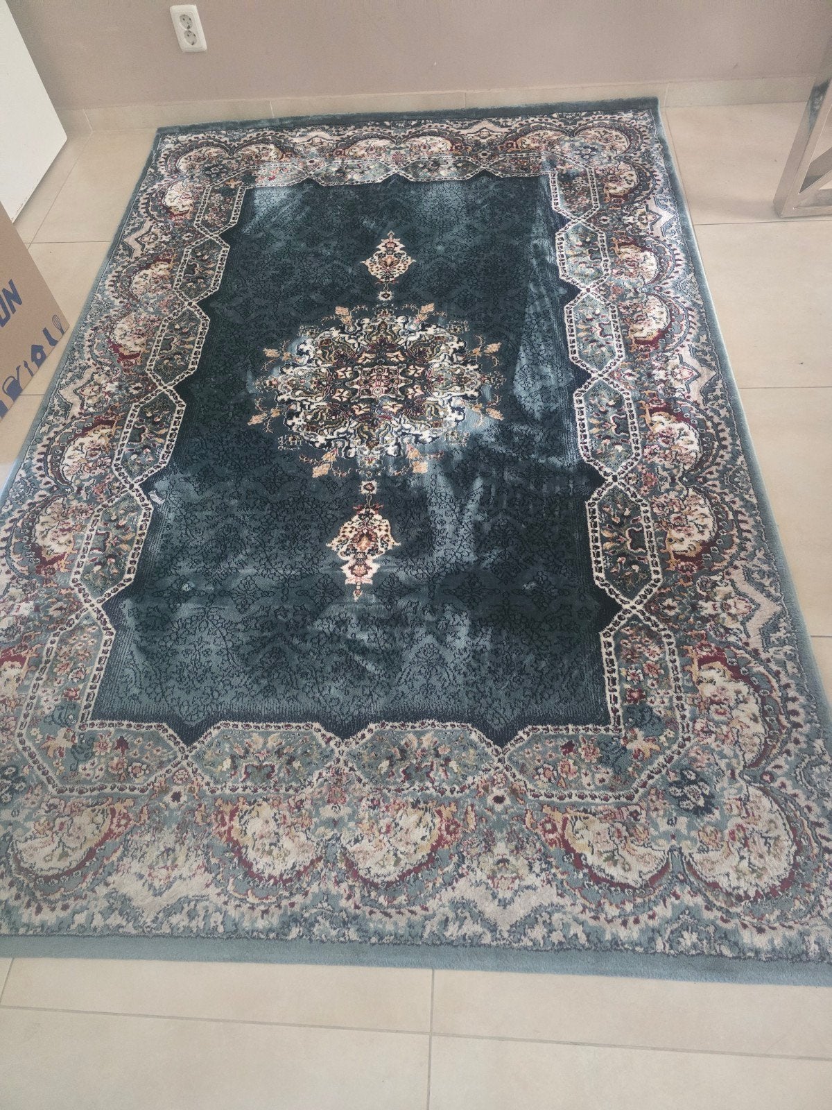 Perzische tapijtset – 4 stuks, Blauw, 200 cm of meer, Ophalen of Verzenden, Zo goed als nieuw