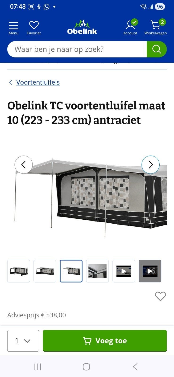 Gloednieuwe voortent en luifels, Caravans en Kamperen, Voortenten en Luifels, Ophalen, Nieuw, Overige merken