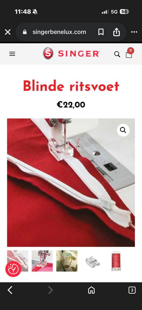 Singer Blinde Ritsvoet - Onzichtbare Ritsen Naaien, Ophalen of Verzenden, Nieuw, Toebehoren, Singer