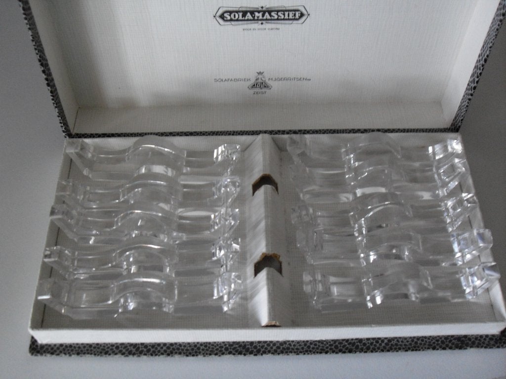 11 geslepen kristal messenleggers strakke vorm, Antiek en Kunst, Ophalen of Verzenden