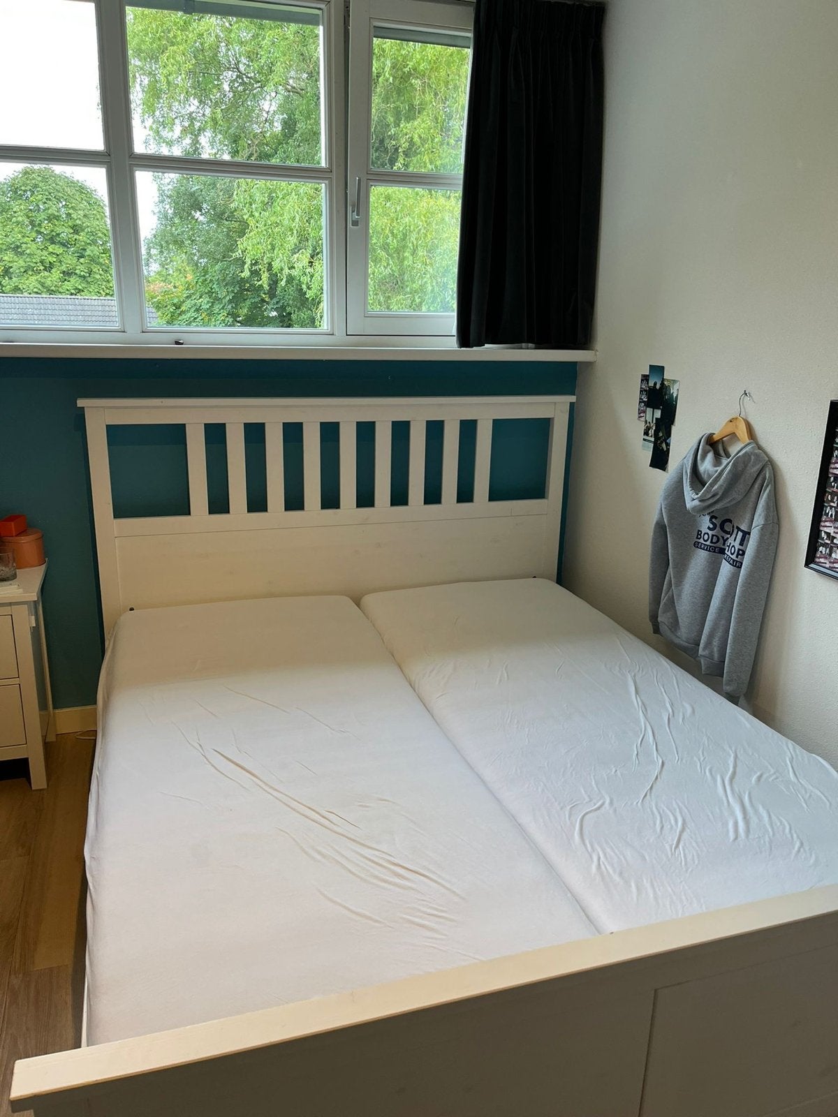 tweepersoonsbed Hemnes met verstelbare lattenbodems 160x200, Huis en Inrichting, Slaapkamer | Bedden, Ophalen, Wit, Tweepersoons