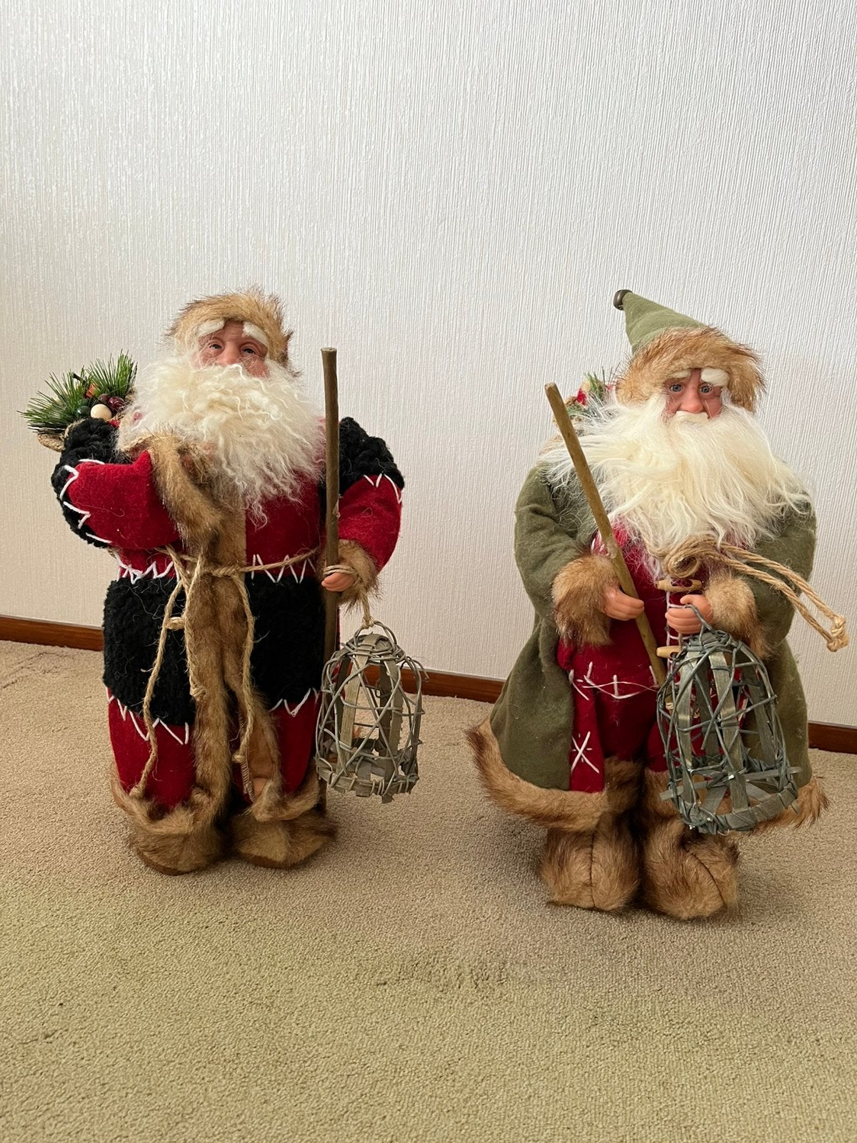 Set van 2 Luxe Kerstmannen / Nostalgische Kerstfiguren, Diversen, Ophalen, Gebruikt