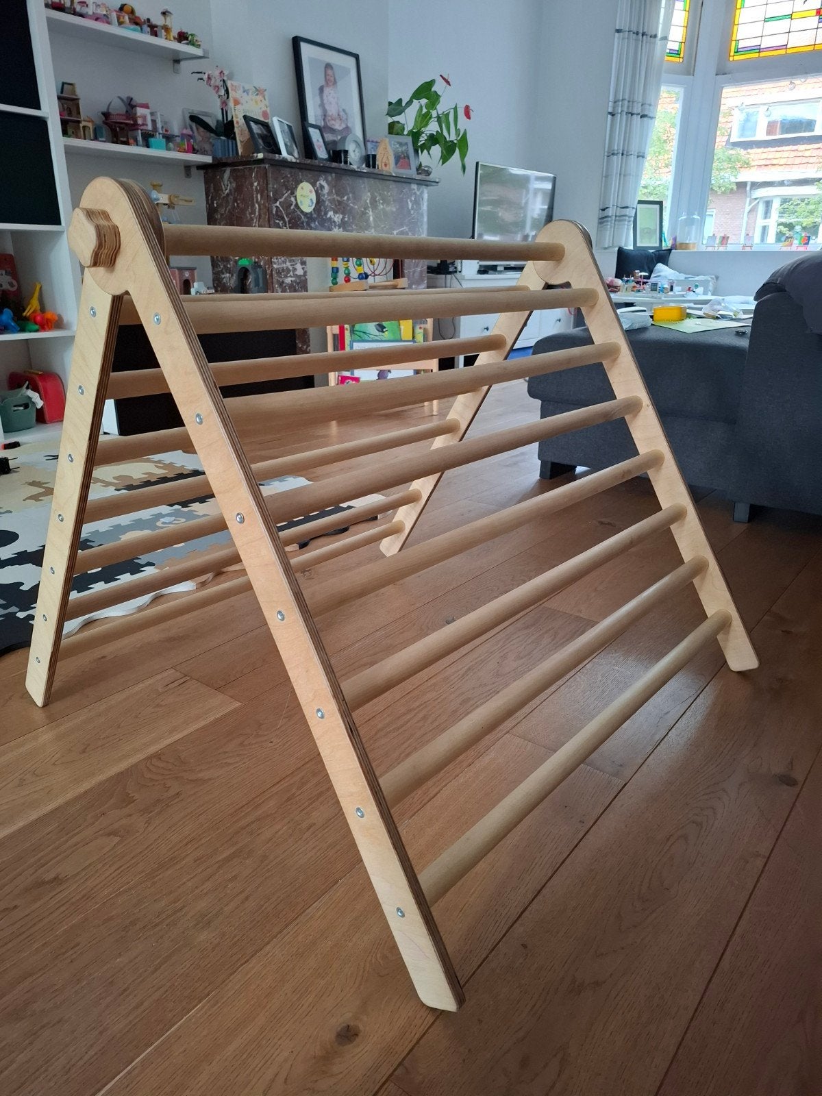Houten Klimrek met Glijbaan/Trap voor Binnen, Ophalen, Zo goed als nieuw, Glijbaan