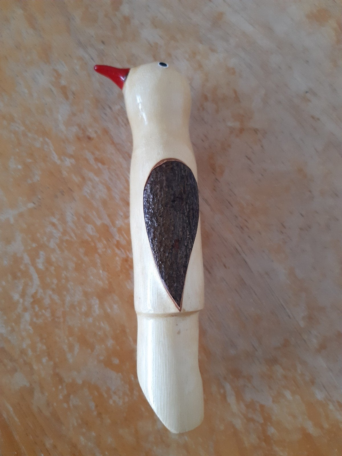 Oude houten vogelfluitje Specht., Ophalen of Verzenden